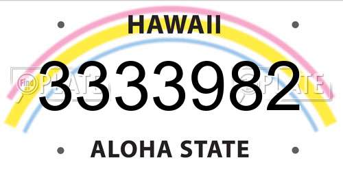 3333982 Hawaii License Plate