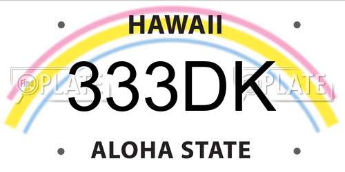 333DK Hawaii License Plate