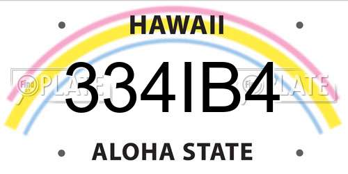334IB4 Hawaii License Plate