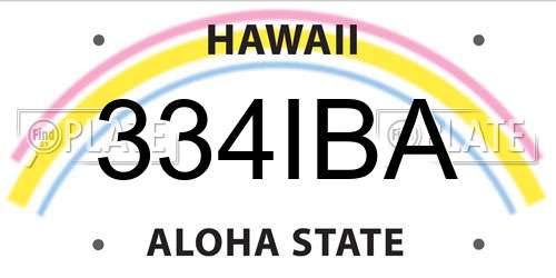 334IBA Hawaii License Plate