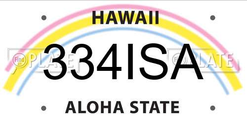 334ISA Hawaii License Plate
