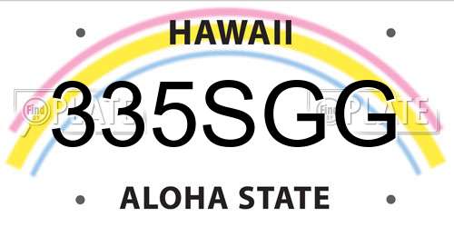 335SGG Hawaii License Plate