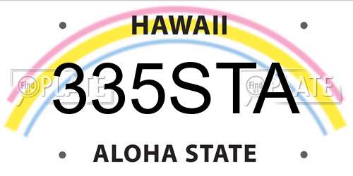 335STA Hawaii License Plate