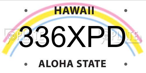 336XPD Hawaii License Plate