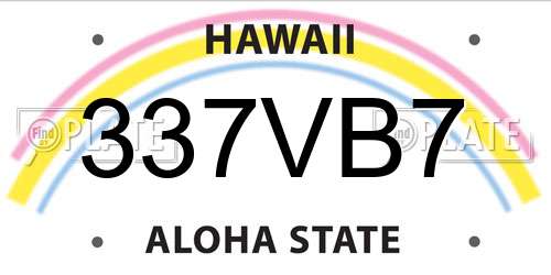 337VB7 Hawaii License Plate
