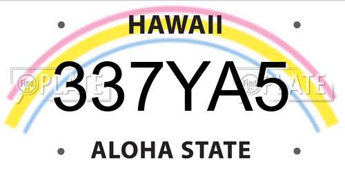 337YA5 Hawaii License Plate