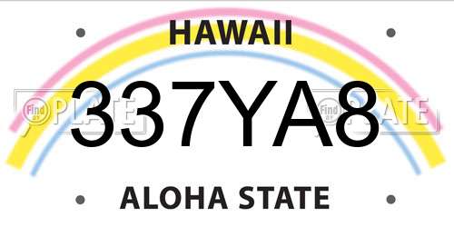 337YA8 Hawaii License Plate
