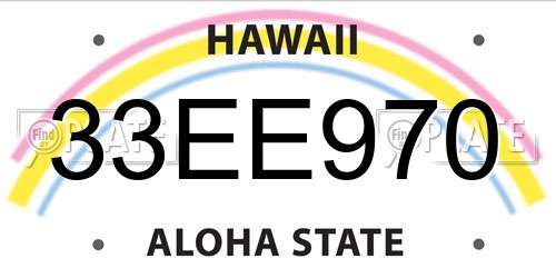 33EE970 Hawaii License Plate