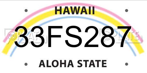 33FS287 Hawaii License Plate