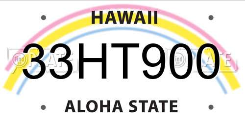33HT900 Hawaii License Plate