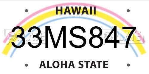 33MS847 Hawaii License Plate