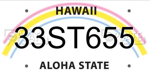 33ST655 Hawaii License Plate
