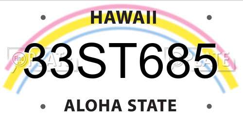 33ST685 Hawaii License Plate