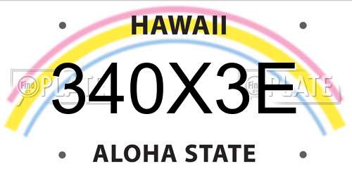 340X3E Hawaii License Plate