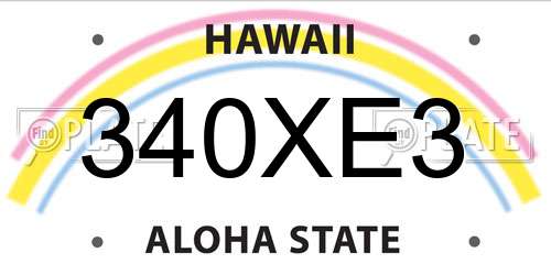 340XE3 Hawaii License Plate