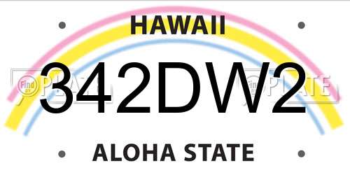 342DW2 Hawaii License Plate