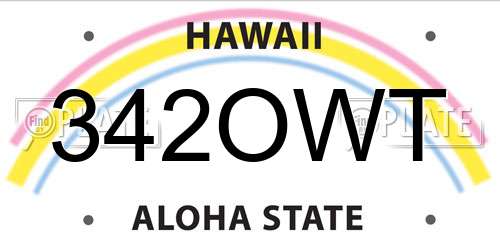 342OWT Hawaii License Plate