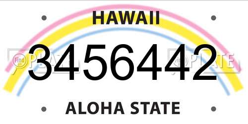 3456442 Hawaii License Plate