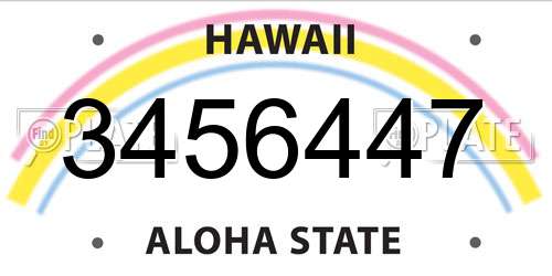 3456447 Hawaii License Plate