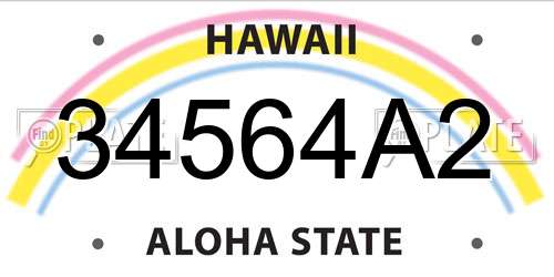 34564A2 Hawaii License Plate