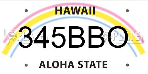 345BBO Hawaii License Plate