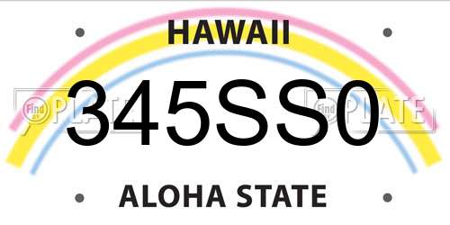 345SS0 Hawaii License Plate
