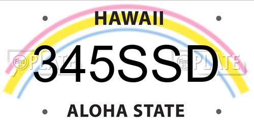 345SSD Hawaii License Plate