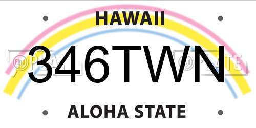 346TWN Hawaii License Plate