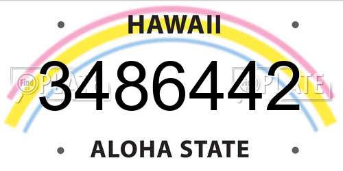 3486442 Hawaii License Plate