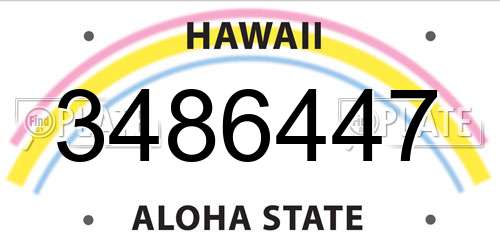 3486447 Hawaii License Plate