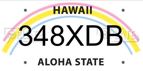 348XDB Hawaii License Plate