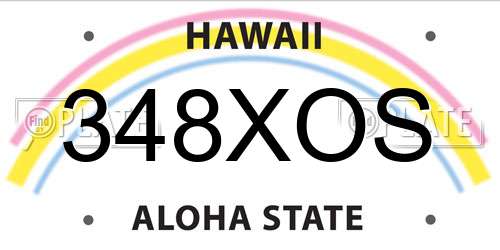 348XOS Hawaii License Plate