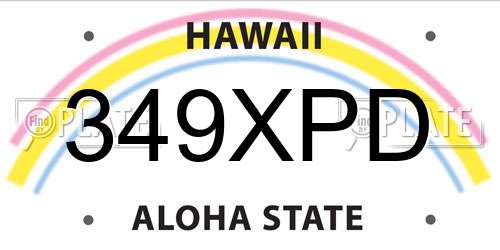 349XPD Hawaii License Plate