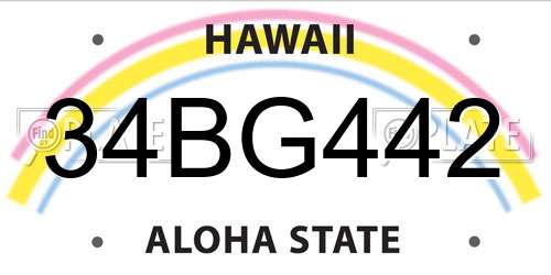 34BG442 Hawaii License Plate