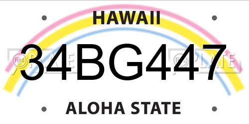 34BG447 Hawaii License Plate