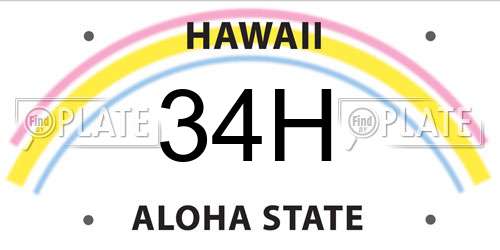 34H Hawaii License Plate