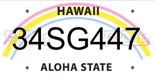 34SG447 Hawaii License Plate
