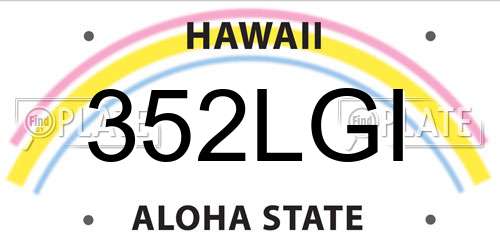 352LGI Hawaii License Plate