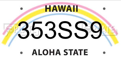 353SS9 Hawaii License Plate