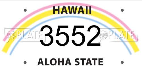 3552 Hawaii License Plate