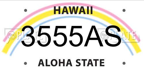 3555AS Hawaii License Plate