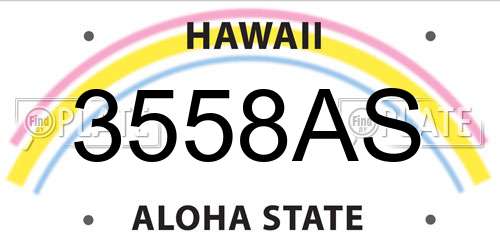 3558AS Hawaii License Plate