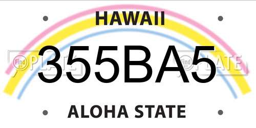 355BA5 Hawaii License Plate