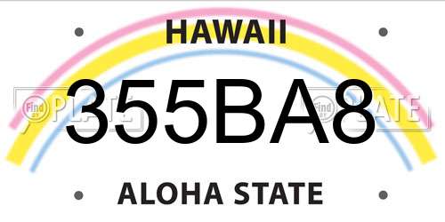 355BA8 Hawaii License Plate