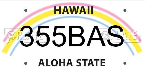 355BAS Hawaii License Plate