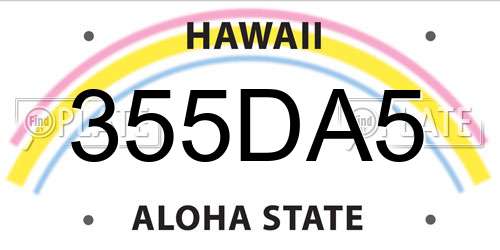 355DA5 Hawaii License Plate