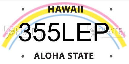 355LEP Hawaii License Plate
