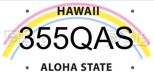 355QAS Hawaii License Plate