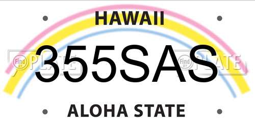355SAS Hawaii License Plate