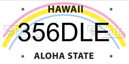 356DLE Hawaii License Plate